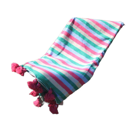 MyTindy Tomatish Moroccan Blanket With Pompoms