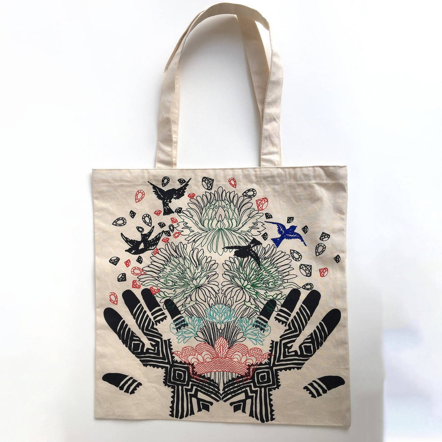 MyTindy Tote Bag FLOWERED HENNA TATTOO
