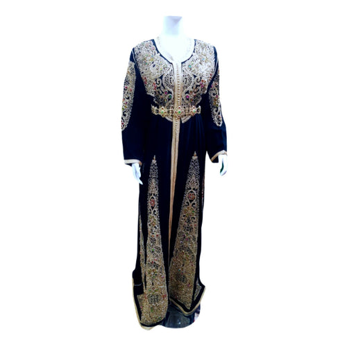 MyTindy Traditional black kaftan with embroidery