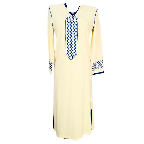 MyTindy Traditional Moroccan Jellaba with Blue Patterns