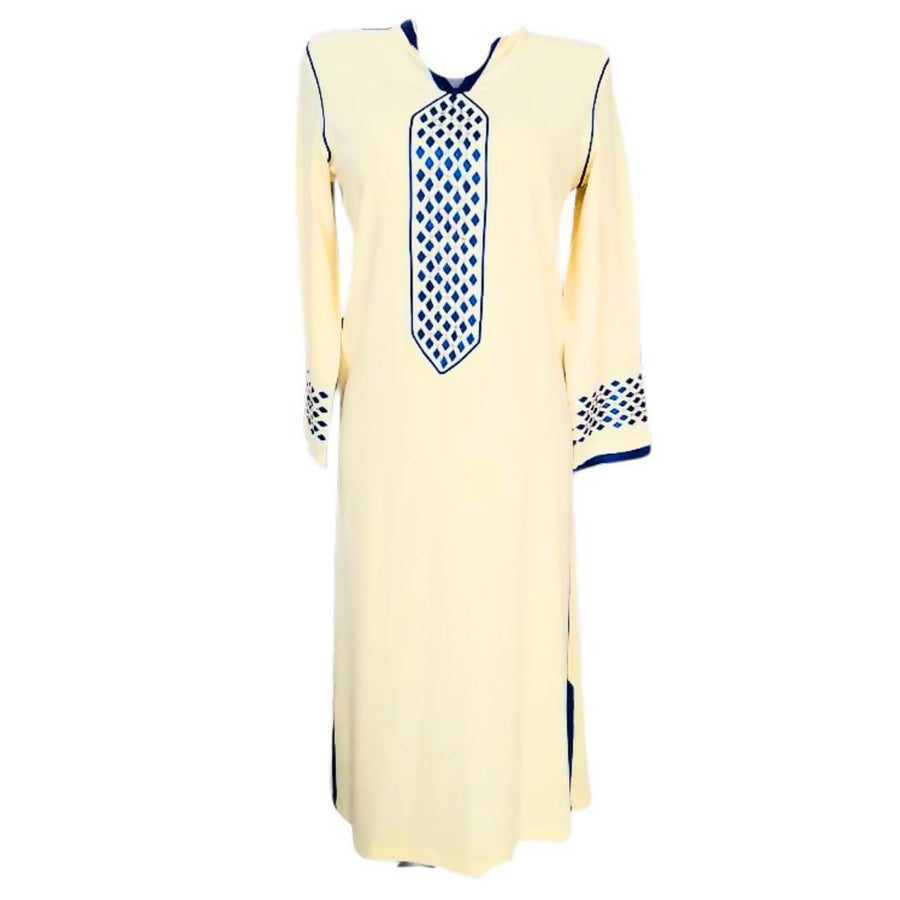 MyTindy Traditional Moroccan Jellaba with Blue Patterns