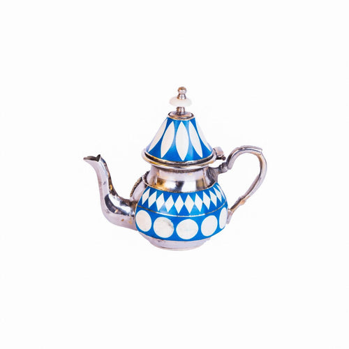 MyTindy Traditional Moroccan Teapot in Nickel Silver Covered with Resin and Bone