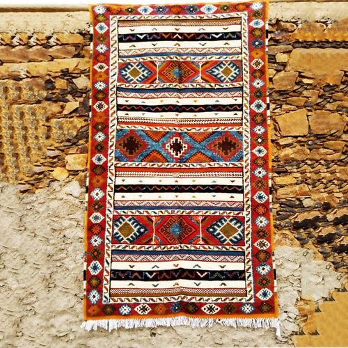 MyTindy Tribal Blue and Red Moroccan Rug