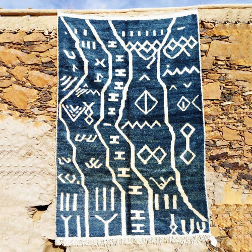MyTindy Tribal Blue and White Moroccan Rug