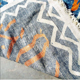 MyTindy Tribal Blue Red and White Moroccan Rug, view 2