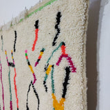 MyTindy Unique Colorful Moroccan Rug 5x9 ft - White & Pink Rug - Multicolor Wool Rug, view 2