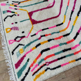 MyTindy Unique Colorful Moroccan Rug 5x9 ft - White & Pink Rug - Multicolor Wool Rug, view 3