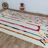 MyTindy Unique Colorful Moroccan Rug 5x9 ft - White & Pink Rug - Multicolor Wool Rug, view 6