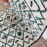 MyTindy Unique Green Moroccan Wool Rug 4x12 Ft - Handmade Style Azilal Rug, view 2
