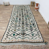 MyTindy Unique Green Moroccan Wool Rug 4x12 Ft - Handmade Style Azilal Rug, view 3