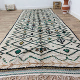 MyTindy Unique Green Moroccan Wool Rug 4x12 Ft - Handmade Style Azilal Rug, view 4