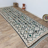 MyTindy Unique Green Moroccan Wool Rug 4x12 Ft - Handmade Style Azilal Rug, view 5