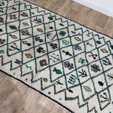 MyTindy Unique Green Moroccan Wool Rug 4x12 Ft - Handmade Style Azilal Rug, view 6