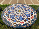 MyTindy Unique Mosaic Table for Outdoor & Indoor mandala design 100% handcrafted, large luxury Round table made from green tiles, view 2