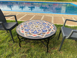 MyTindy Unique Mosaic Table for Outdoor & Indoor mandala design 100% handcrafted, large luxury Round table made from green tiles, view 4