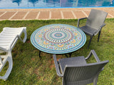 MyTindy Unique Mosaic Table for Outdoor & Indoor unique mandala design 100% handcrafted, large luxury Round table made from green tiles, view 3