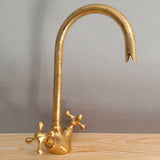 MyTindy Unlacquered Brass Goosneck Faucet with Engraved Finish, view 2