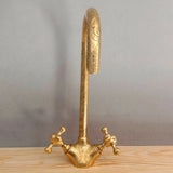 MyTindy Unlacquered Brass Goosneck Faucet with Engraved Finish, view 3
