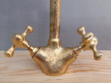 MyTindy Unlacquered Brass Goosneck Faucet with Engraved Finish, view 4