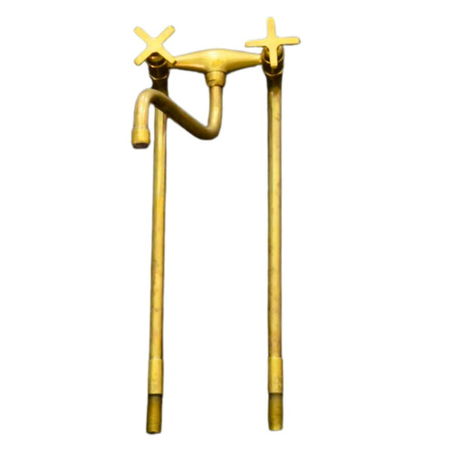MyTindy Unlacquered Brass Kitchen Faucet With Flat Cross Handles