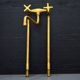 MyTindy Unlacquered Brass Kitchen Faucet With Flat Cross Handles, view 2