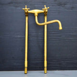 MyTindy Unlacquered Brass Kitchen Faucet With Flat Cross Handles, view 4