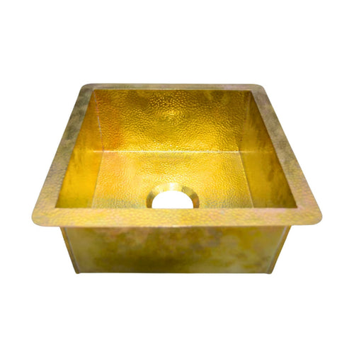 MyTindy Unlacquered Brass Undermount Moroccan Hammered Sink, Artisan Handmade Brass Basin, Custom Kitchen Counter Square Sink, Multiple Sizes Available
