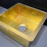 MyTindy Unlacquered Brass Undermount Moroccan Hammered Sink, Artisan Handmade Brass Basin, Custom Kitchen Counter Square Sink, Multiple Sizes Available, view 2