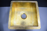 MyTindy Unlacquered Brass Undermount Moroccan Hammered Sink, Artisan Handmade Brass Basin, Custom Kitchen Counter Square Sink, Multiple Sizes Available, view 3