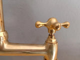 MyTindy Unlacquered Moroccan Brass Bridge Faucet For Bathroom Vanities, view 4