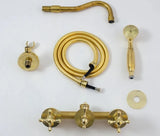 MyTindy Unlacquered Moroccan Brass Wall Mounted Bath Tub Faucet, Bathroom Shower Faucet, view 2