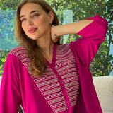 MyTindy V Neck Fischia Caftan, view 3