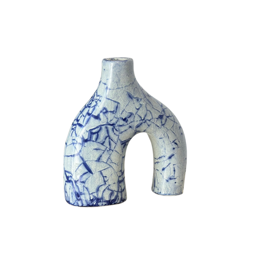 MyTindy Azul sky blue crackle vase