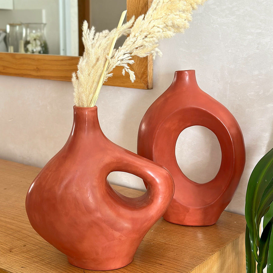 MyTindy Adrar and Ayour terracotta + pampas vase duo