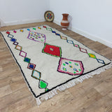 MyTindy Vintage Moroccan Rug - Unique Multicolor Wool Carpet - Colorful Carpet 5x8ft, view 4