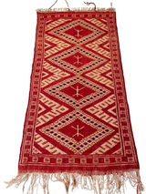 MyTindy Vintage Handmade Moroccan Berber Wool Rug Tribal Atlas Carpet – Red & White – 100% Wool, view 2