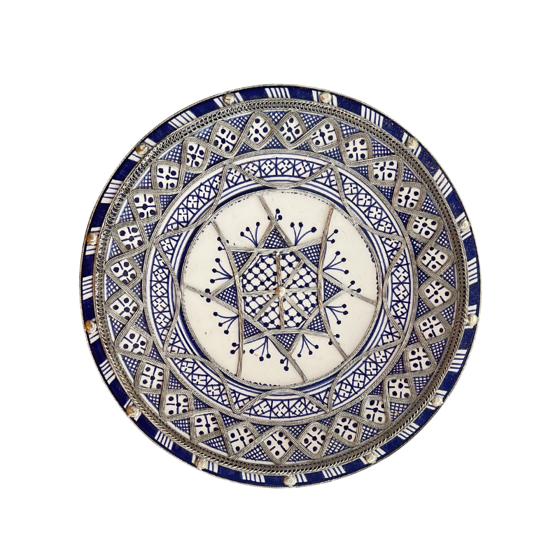 MyTindy Vintage Moroccan Plate Blue