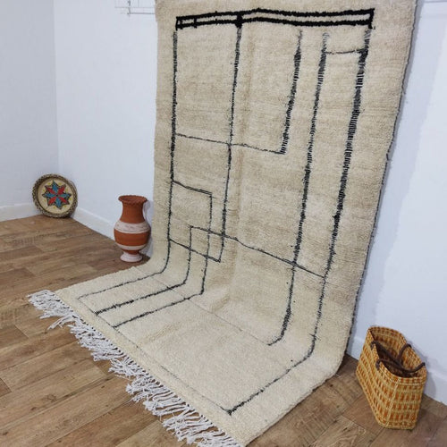 MyTindy Vintage Moroccan Rug 5x8 Ft - Beni ourain Rug Berber Handmade Unique Wool Carpet