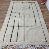 MyTindy Vintage Moroccan Rug 5x8 Ft - Beni ourain Rug Berber Handmade Unique Wool Carpet, view 2