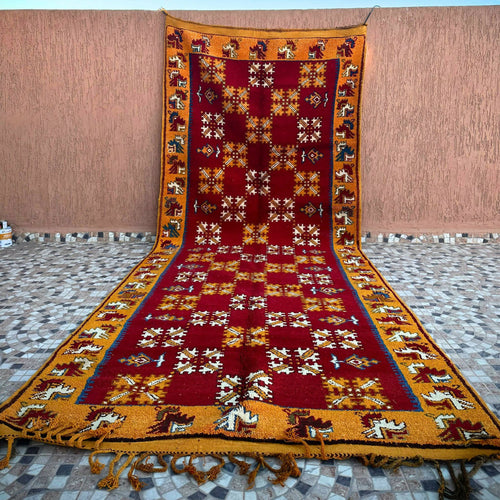 MyTindy Vintage orange and red moroccan rug