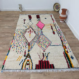 MyTindy Wedding Gift Moroccan Rug 5x9ft Red & Pink Rug - Wool Berber Carpet - Teppich Boho, view 4