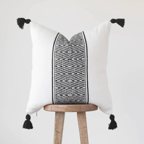 MyTindy White And Black Embroidered Cushion Cover