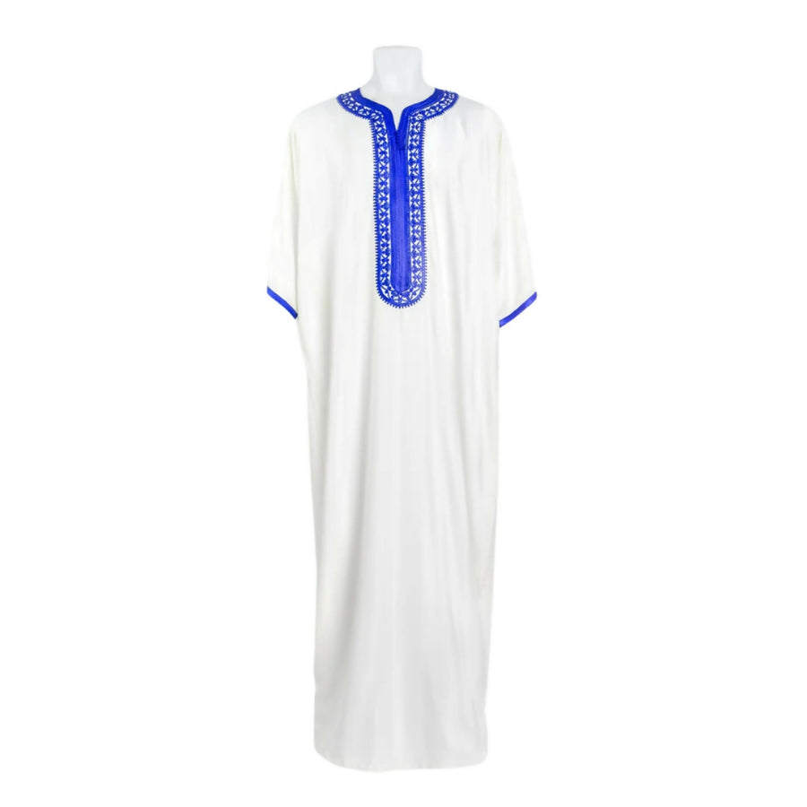 MyTindy White and blue Moroccan Gandoura Jellaba for men