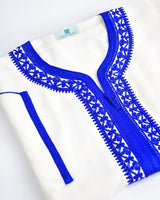 MyTindy White and blue Moroccan Gandoura Jellaba for men, view 2