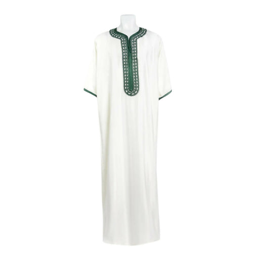 MyTindy White and green Moroccan Gandoura Jellaba for men