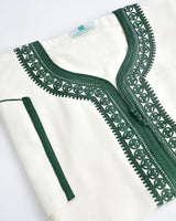 MyTindy White and green Moroccan Gandoura Jellaba for men, view 2