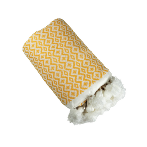 MyTindy Ornage And White Moroccan Blanket