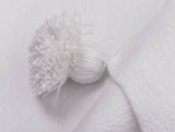 MyTindy WHITE COTTON BLANKET, WHITE POMPOMS, view 3