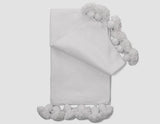 MyTindy WHITE COTTON BLANKET, WHITE POMPOMS, view 4
