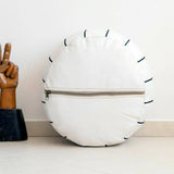 MyTindy WHITE LEATHER MOROCCAN POUF, view 2